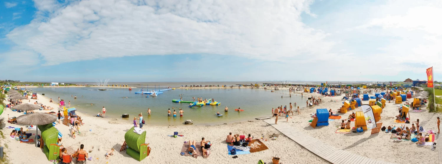 Panoramafoto der Nordsee-Lagune Burhave
