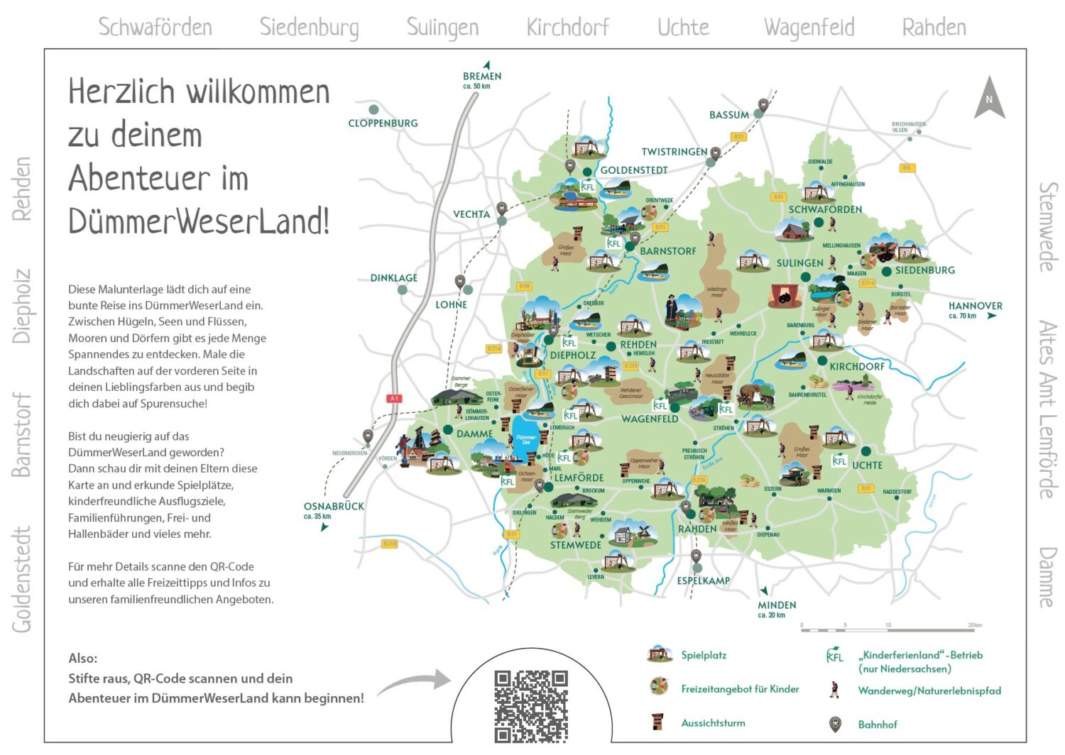 Regionskarte für Kinder des DümmerWeserLand