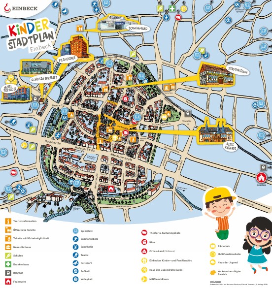 Kinderstadtplan Einbeck mit Freizeittipps, Wissens- und Hilfsangeboten