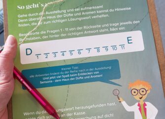 Lösungsblatt der Kinderrallye durch das Museum Sensoria Holzminden